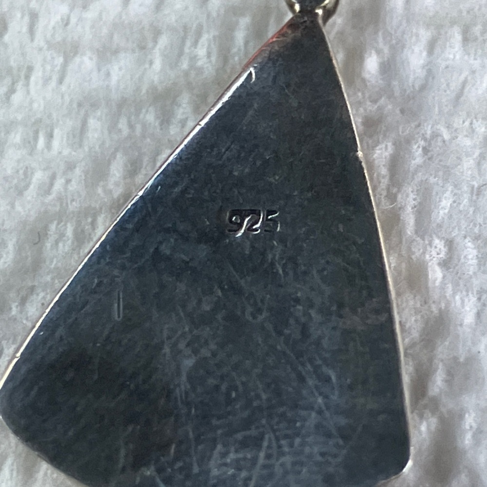 Vintage Silver and Malachite Teardrop Dangle Earrings - Picture 7 of 7